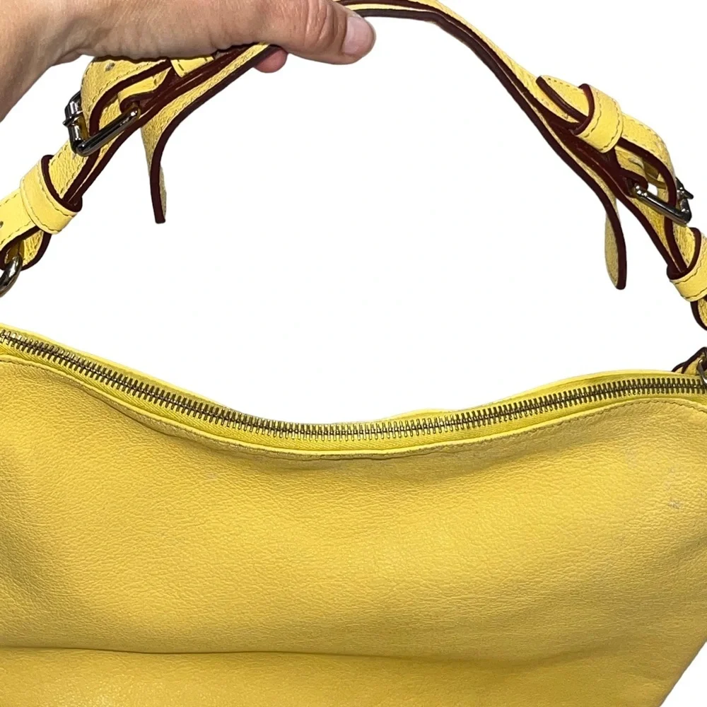 Dooney & Bourke Golden Yellow Dillen Saffian Leather Hobo Shoulder Bag